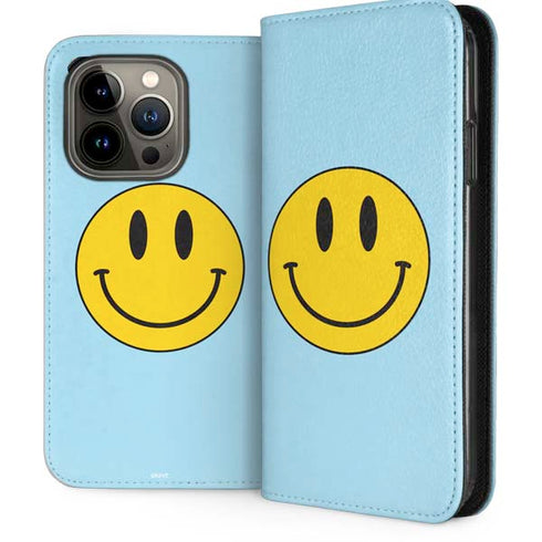 Blue Happy Face iPhone 15 Pro Folio Case